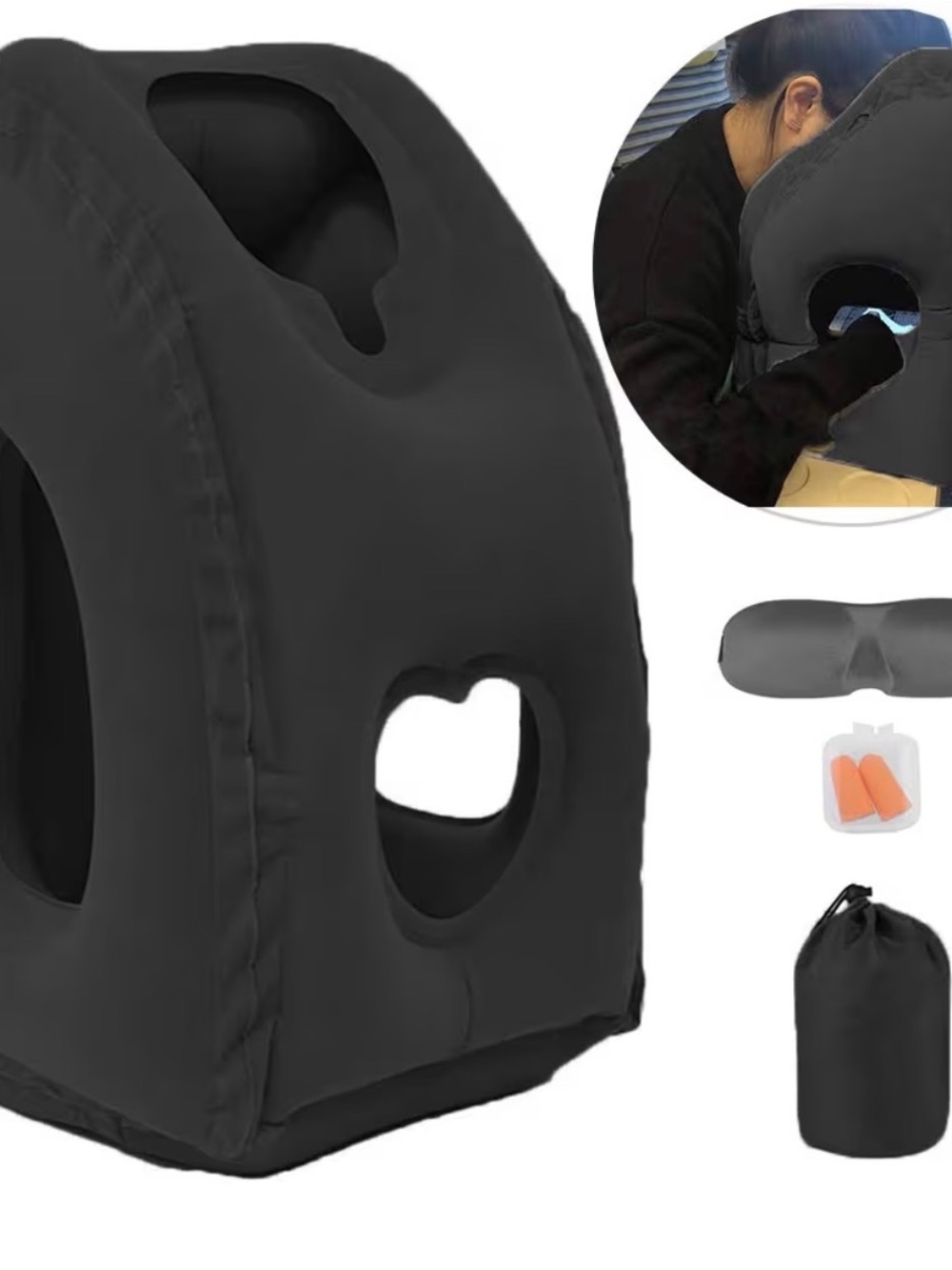 Kimiandy Inflatable Travel Neck Pillow, Grey (not black as in first photo)